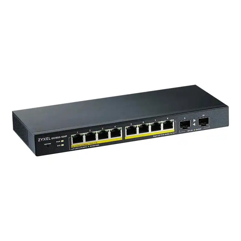 Zyxel GS1900-10HP - Commutateur - intelligent - 8 x 10 - 100 - 1000 (PoE+) + 2 x Gigabit SFP - ... (GS1900-10HP-EU0102F)_1